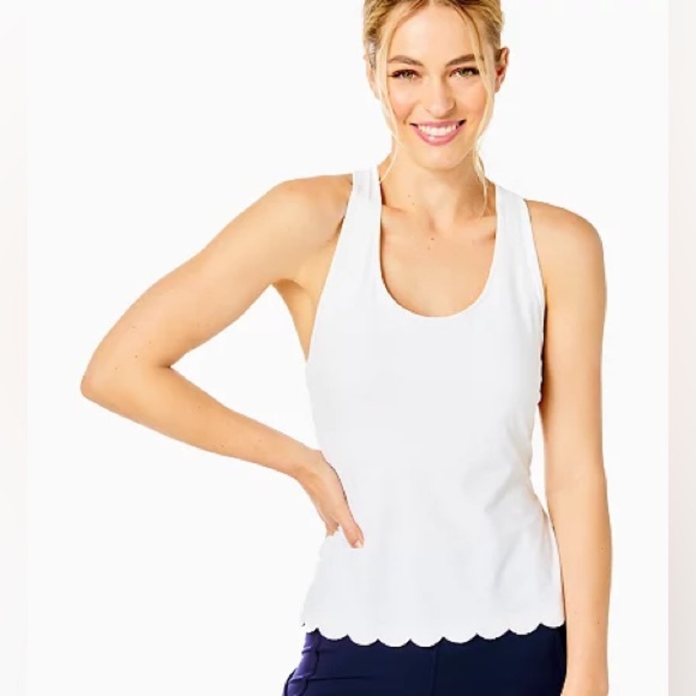Lilly Pulitzer White Scalloped racerback top - Claralee Scallop Bra Tank UPF 50